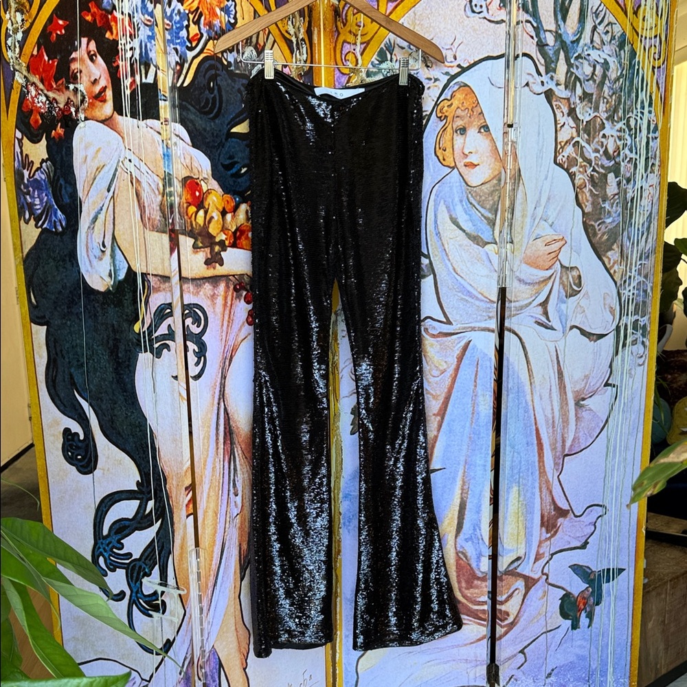 IRO Black Sequin Flare Pants